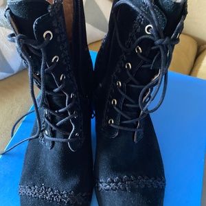 Moto granny ankle booties ,Black suede leather Jack Rogers size 8 - NEW